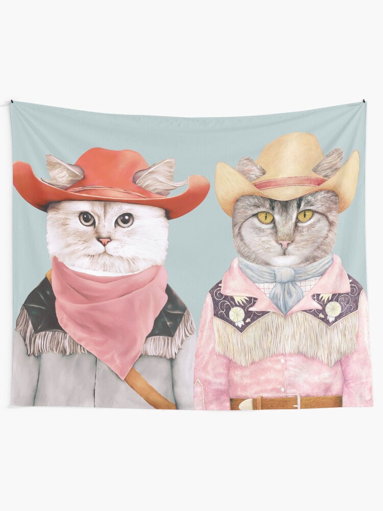 Alternate view of Cowboy Cats Tapestry