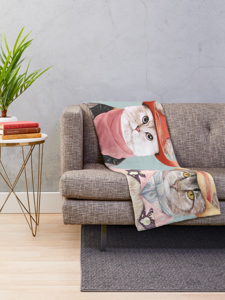 Alternate view of Cowboy Cats Throw Blanket