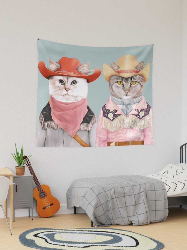 Thumbnail 1 of 3, Tapestry, Cowboy Cats designed and sold by AnimalCrew.