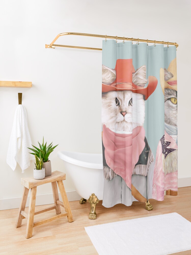 Alternate view of Cowboy Cats Shower Curtain
