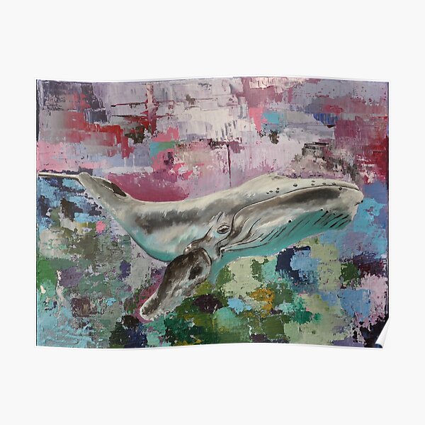 Humpback whale on abstract background Poster