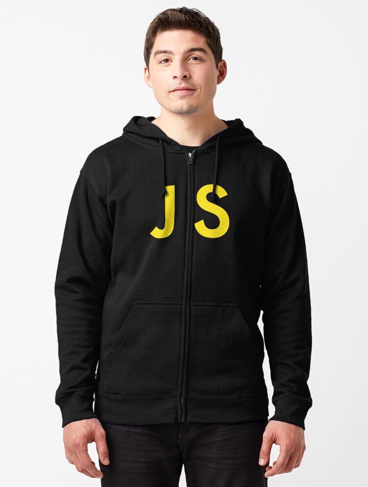 Thumbnail 1 of 5, Zipped Hoodie, JS Yellow Text Design for JavaScript Developers/Programmers designed and sold by geeksta.