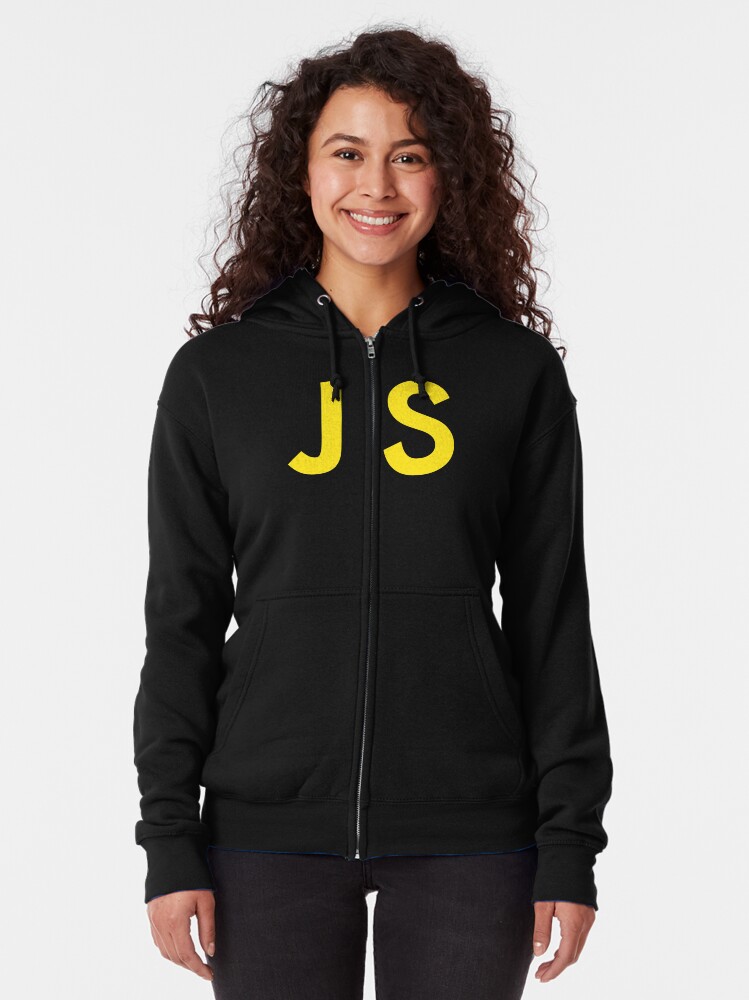 Thumbnail 2 of 5, Zipped Hoodie, JS Yellow Text Design for JavaScript Developers/Programmers designed and sold by geeksta.