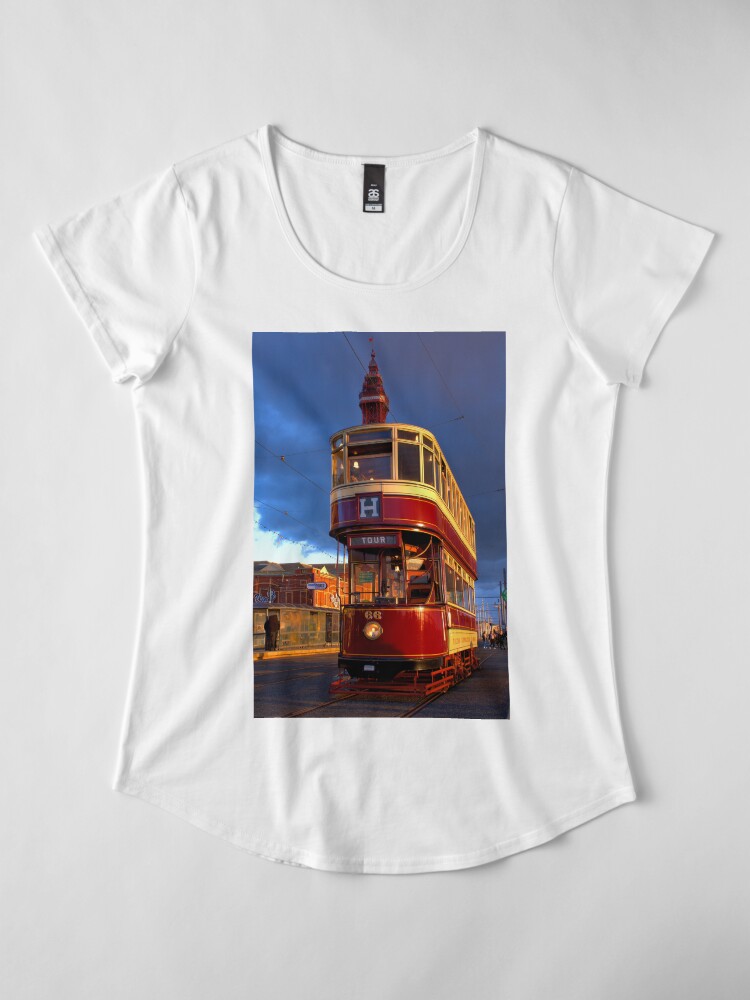 Alternate view of Blackpool Heritage Tram and Blackpool Tower Premium Scoop T-Shirt