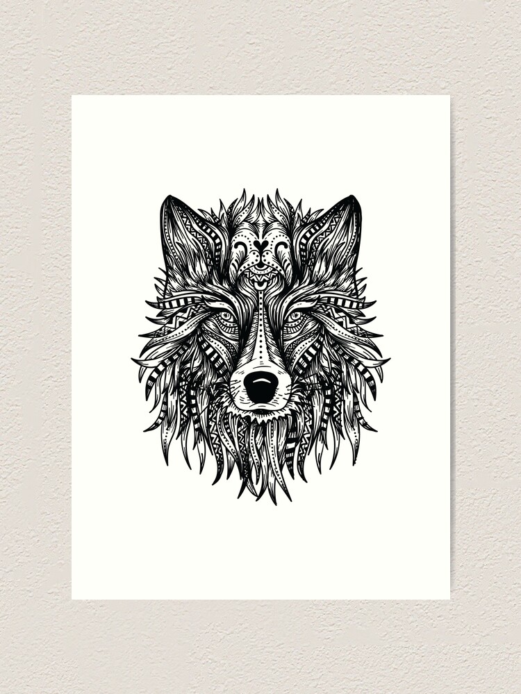 Download Wolf Wolf S Head Mandala Art Print By Dersenat Redbubble