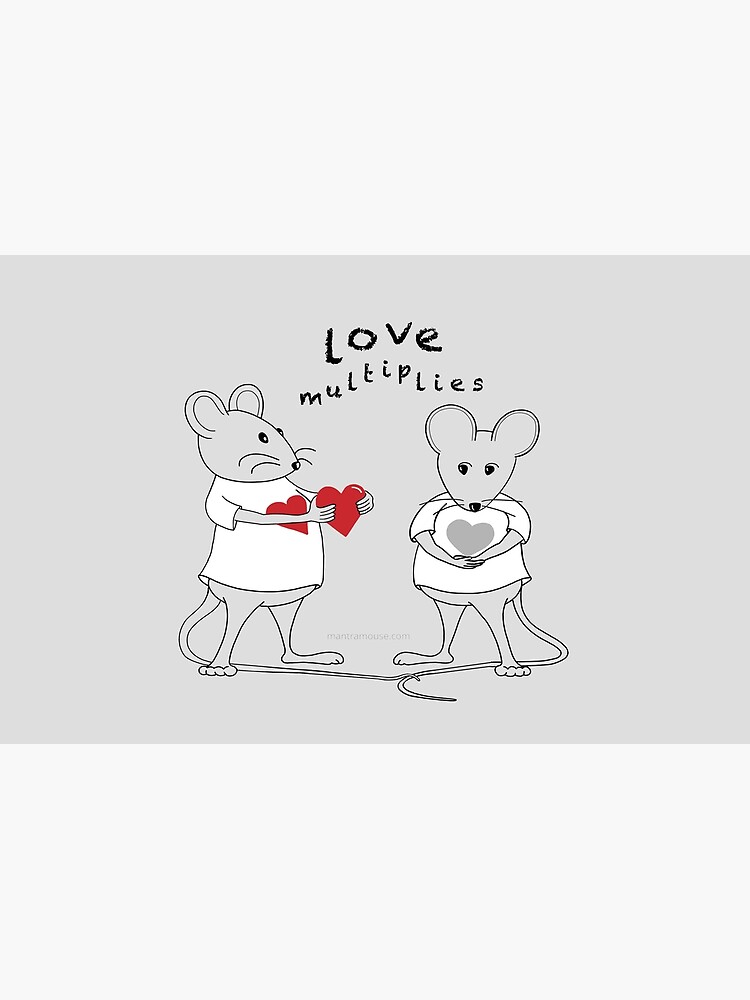 Thumbnail 2 of 2, Laptop Sleeve, MantraMouse® Love Multiplies Cartoon in Gray Background designed and sold by donnamartini.