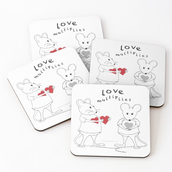 MantraMouse® Love Multiplies Cartoon Coasters (Set of 4)