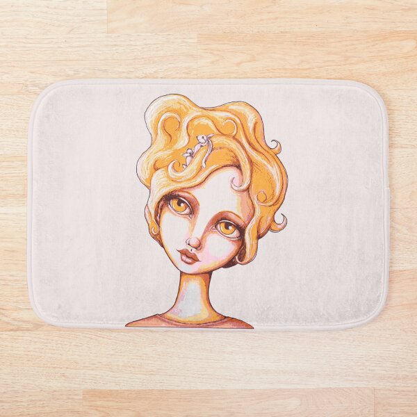 Bunny Bouffant (Orange Version) Bath Mat