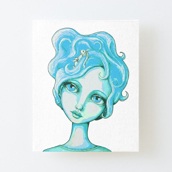 Bunny Bouffant (Cyan Version) Canvas Mounted Print