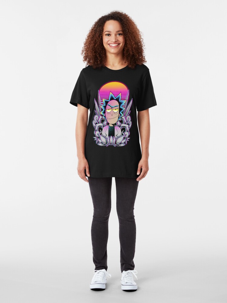 Alternate view of Synthwave Rick Sanchez Slim Fit T-Shirt