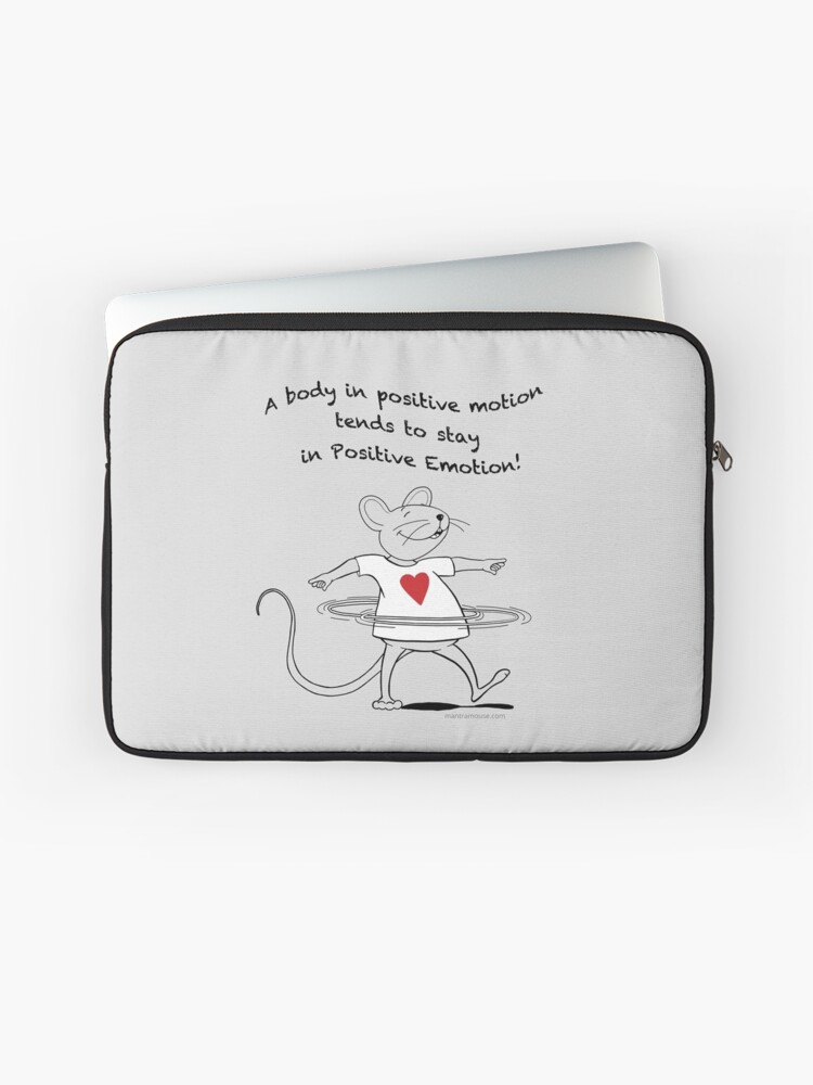 Thumbnail 1 of 2, Laptop Sleeve, MantraMouse® Positive Emotion Cartoon on Gray Background designed and sold by donnamartini.