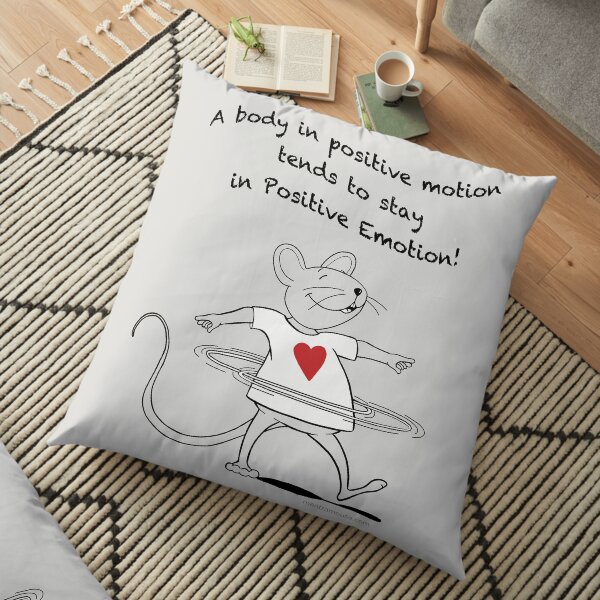 MantraMouse® Positive Emotion Cartoon on Gray Background Floor Pillow