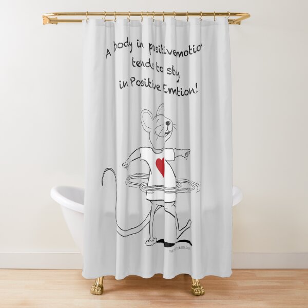 MantraMouse® Positive Emotion Cartoon on Gray Background Shower Curtain