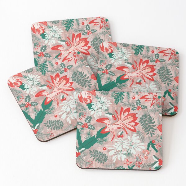 Item preview, Botanical Winter Wonder with Christmas cactus, Snow Flake, Pine Cones and Holly designed and sold by winkeltriple.