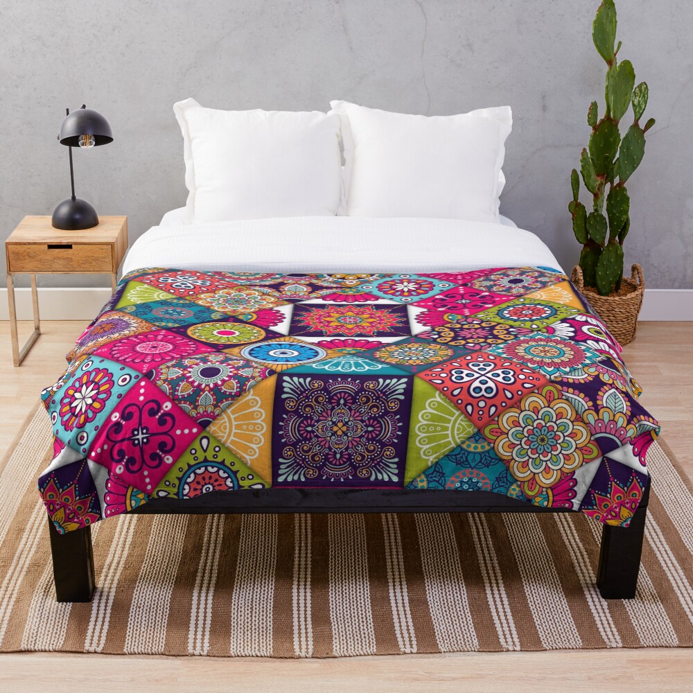 "Ethnic / hippie pattern patchwork" Throw Blanket for Sale by DusicaP