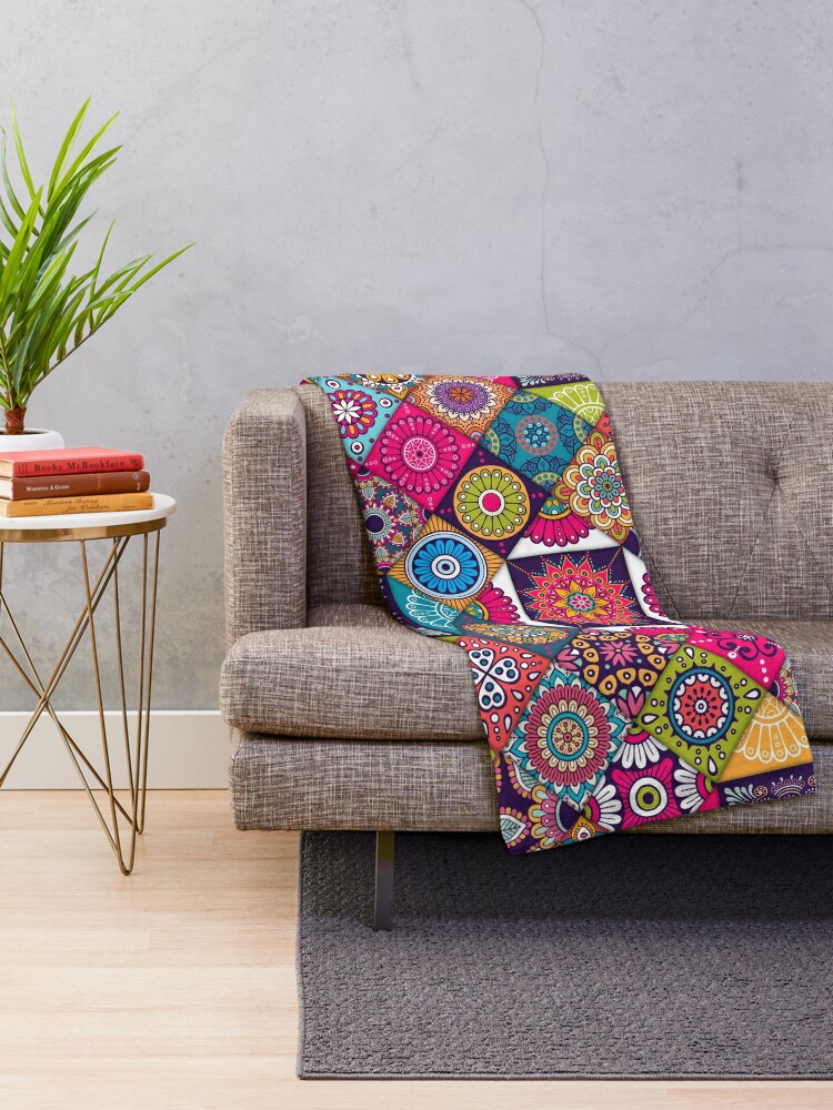 "Ethnic / hippie pattern patchwork" Throw Blanket for Sale by DusicaP Redbubble