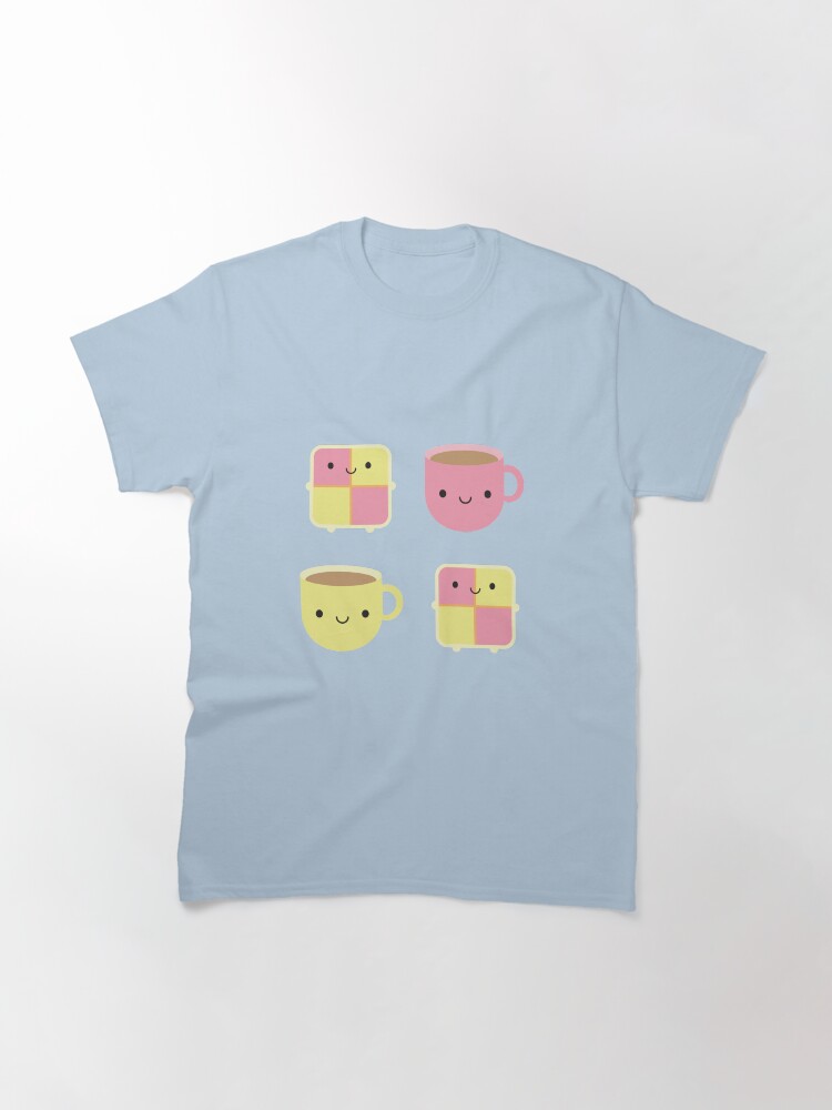 Thumbnail 3 of 7, Classic T-Shirt, Kawaii Battenberg Cake & Cup of Tea designed and sold by marcelinesmith.