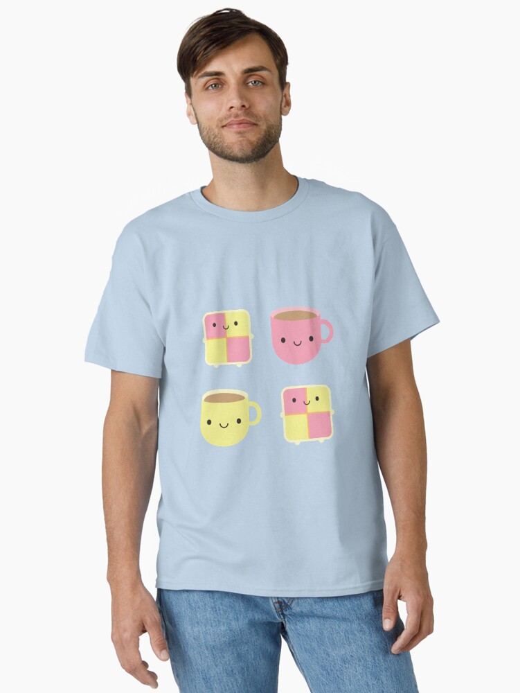 Thumbnail 2 of 7, Classic T-Shirt, Kawaii Battenberg Cake & Cup of Tea designed and sold by marcelinesmith.