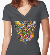 Mario Bros - All Star Women's Fitted V-Neck T-Shirt