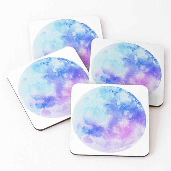 Item preview, Full Moon Hand Painted watercolor Illustration designed and sold by elissartist.