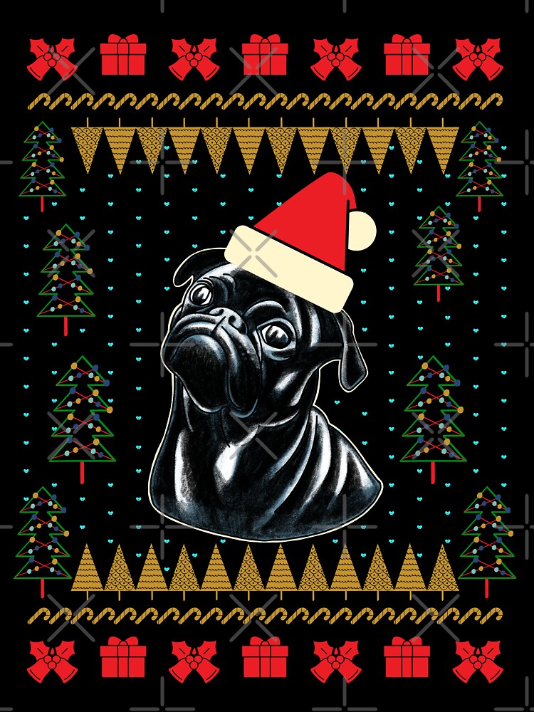 Pug Dog Holding a Christmas Present Ornament