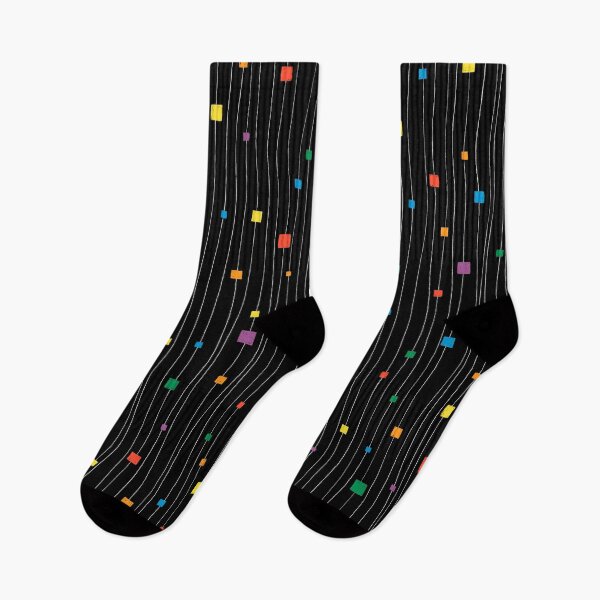 Item preview, Squares and Vertical Stripes - Rainbow on Black - Hanging designed and sold by Silvia Belli.