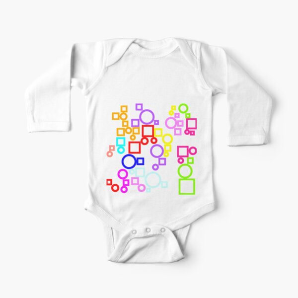 Happy Circles and Squares Long Sleeve Baby One-Piece