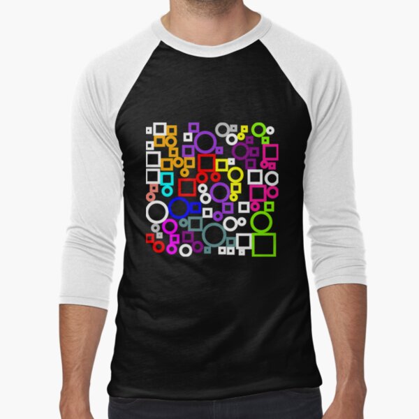 Happy Circles and Squares Baseball ¾ Sleeve T-Shirt