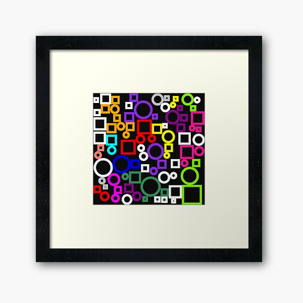 Happy Circles and Squares Framed Art Print