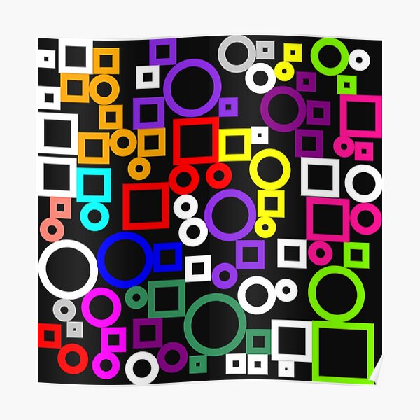Happy Circles and Squares Poster