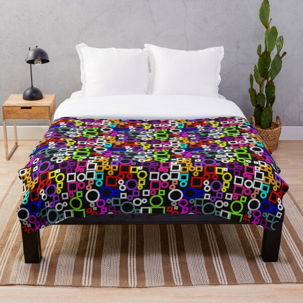Happy Circles and Squares Throw Blanket