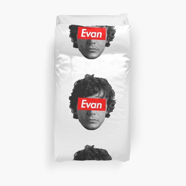 Evan Peters - Supreme Cartoon Style B&W Duvet Cover