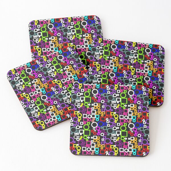 Happy Circles and Squares Coasters (Set of 4)