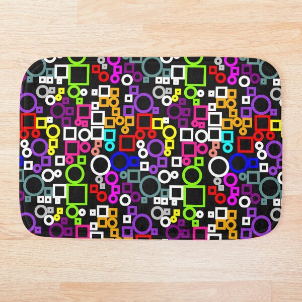 Happy Circles and Squares Bath Mat