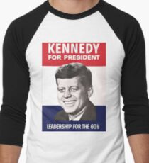 JFK Campaign Poster Men's Baseball ¾ T-Shirt