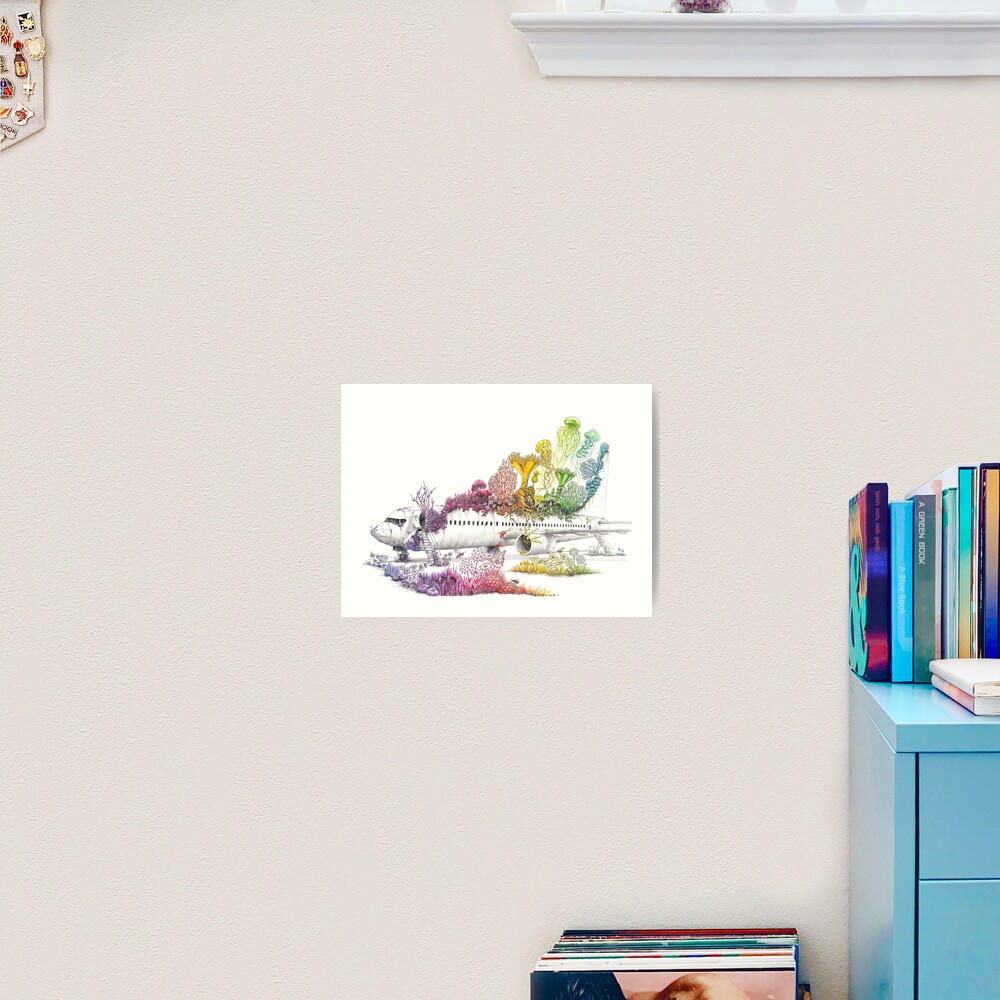 Long Landed - Plane Painting - Rainbow Nature Art Print
