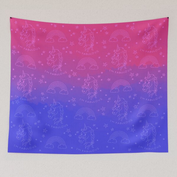 Item preview, I’m fabulous! Bi pride unicorns pattern flag - watercolor  designed and sold by Chiara Filincieri.