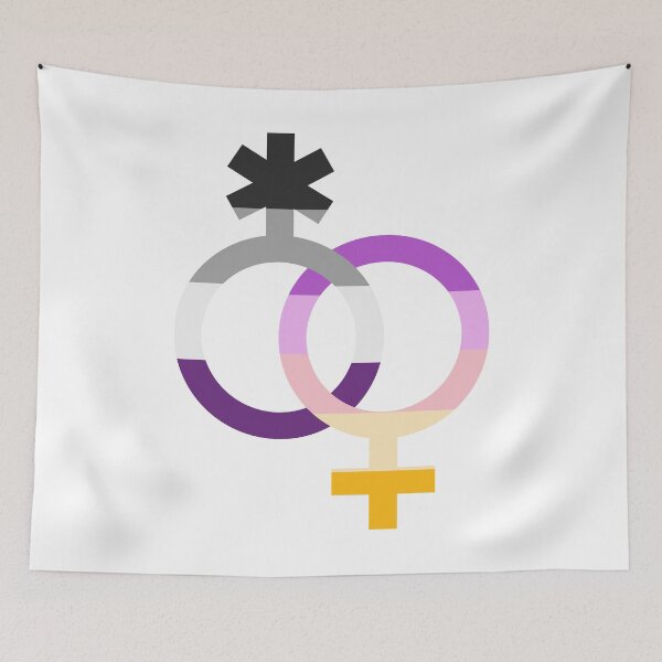 Item preview, nblw & ace, interlocking symbols with asexual and trixic flags designed and sold by Skyler Orion X.