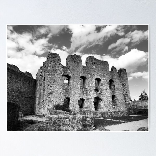 Item preview, Medieval Castle Ruin Bavaria Germany Black and White Photograph designed and sold by kierkegaard.