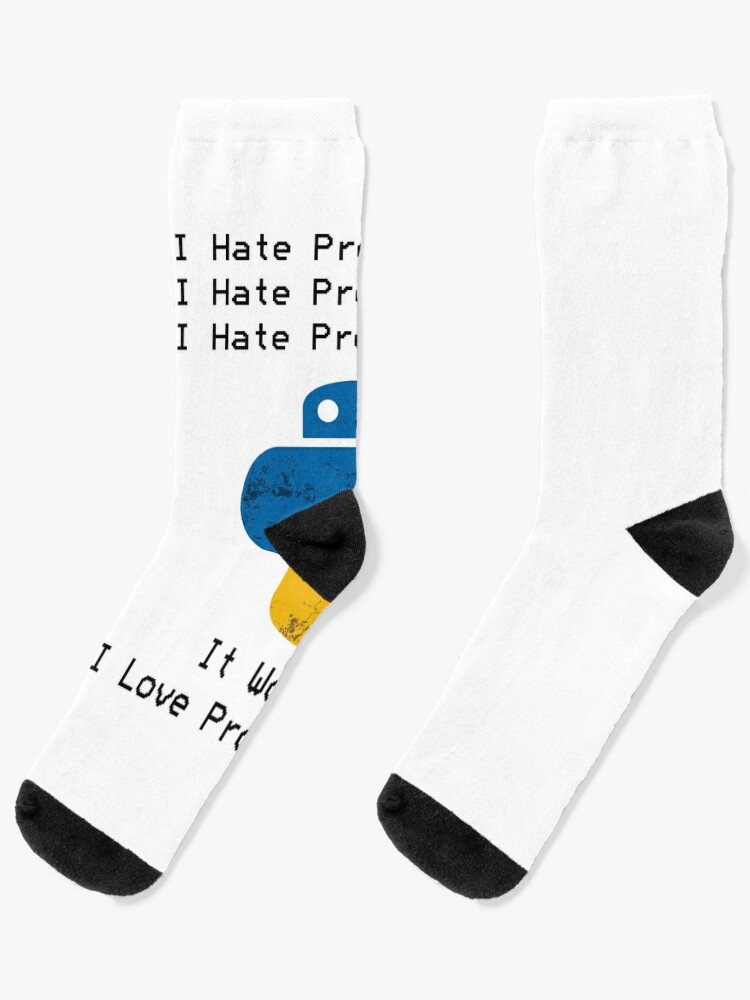 Python I Hate Love Funny Developer Sticker Mask" Socks by | Redbubble