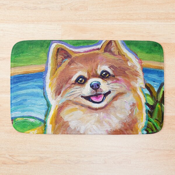 Item preview, Super Cute Poolside Pomeranian by Robert Phelps designed and sold by RobertPhelpsArt.