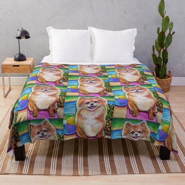 Item preview, Super Cute Poolside Pomeranian by Robert Phelps designed and sold by RobertPhelpsArt.