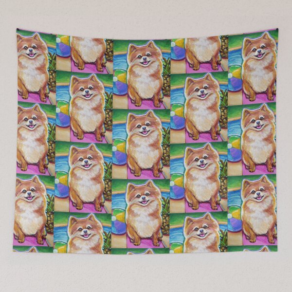 Item preview, Super Cute Poolside Pomeranian by Robert Phelps designed and sold by RobertPhelpsArt.