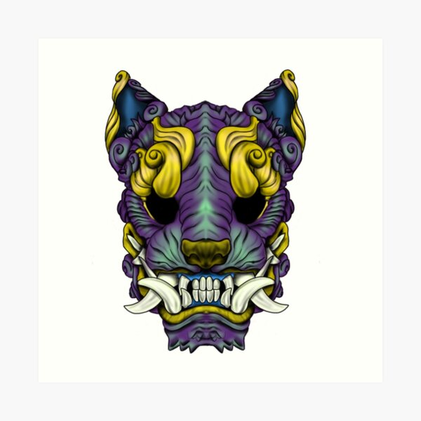 Purple Gold Foo Dog Art Print