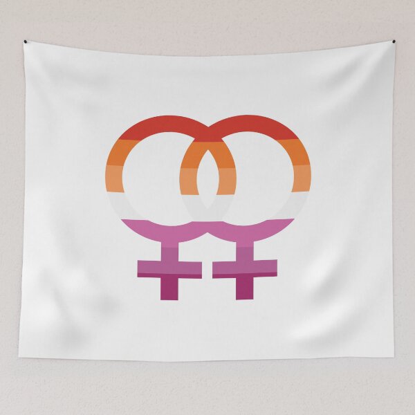 Item preview, wlw, interlocking symbols with orange lesbian flag designed and sold by Skyler Orion X.