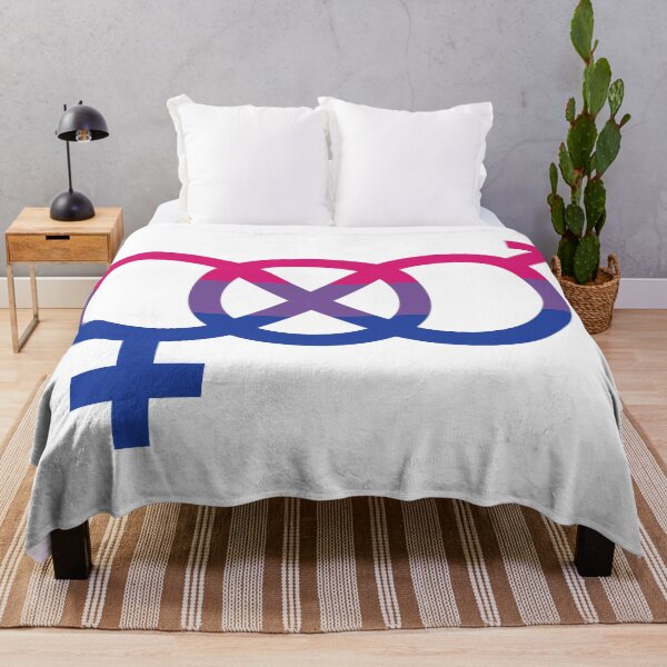 Item preview, bi, interlocking symbols with bisexual flag designed and sold by Skyler Orion X.