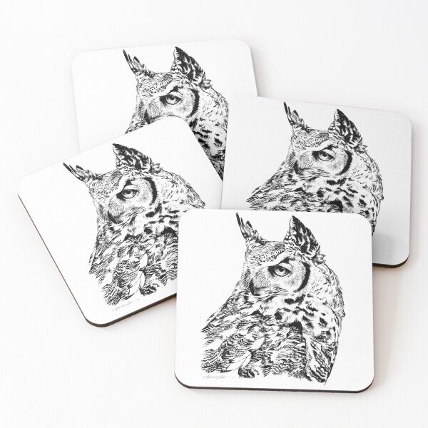 Item preview, Great Horned Owl Portrait Black and White designed and sold by Rebecca Latham.