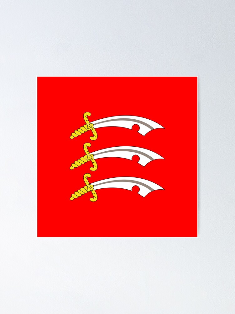 Essex County Flag Three Saxon Seaxes Of Red Field Poster By Solarcross Redbubble 