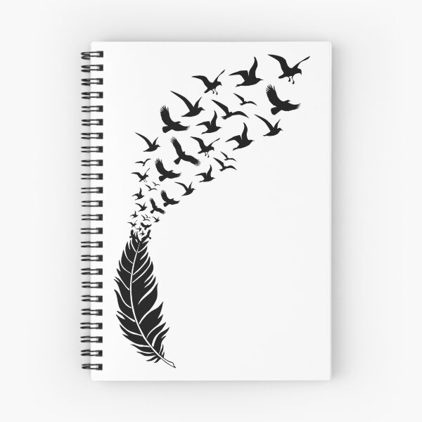 Item preview, Black feather with flying birds designed and sold by beakraus.