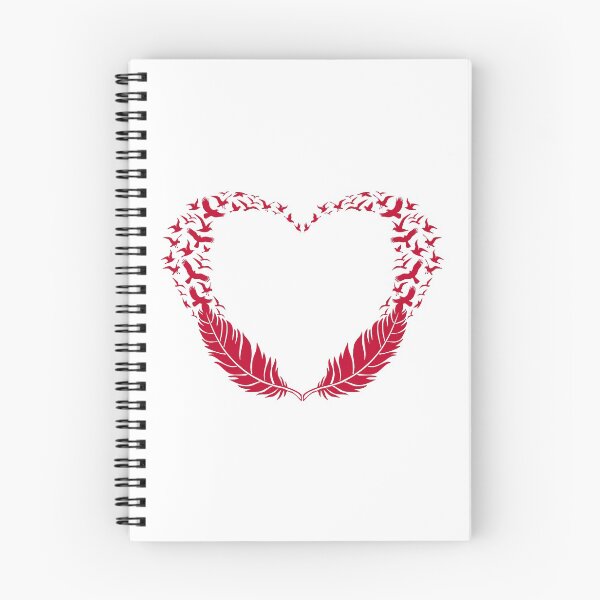 Item preview, Red feather heart with flying birds designed and sold by beakraus.